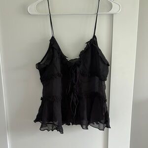 Zara Ruffled Semi-Sheer Top